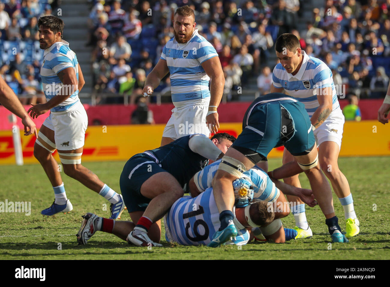 T'QUIO, TO - 09.10.2019: RUGBY WORLD CUP 2019 ARGENTINA X EUA - Greg  Peterson in ruck-off shorts during Argentina's laste ame against the United  States for the Rugby World Cup 2019 at