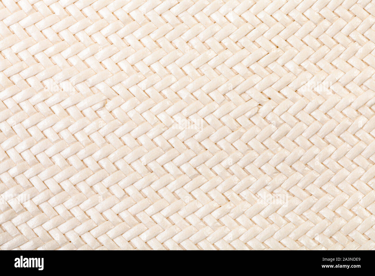 textile background - detail of straw hat from interwoven polished natural toyo fibers Stock Photo
