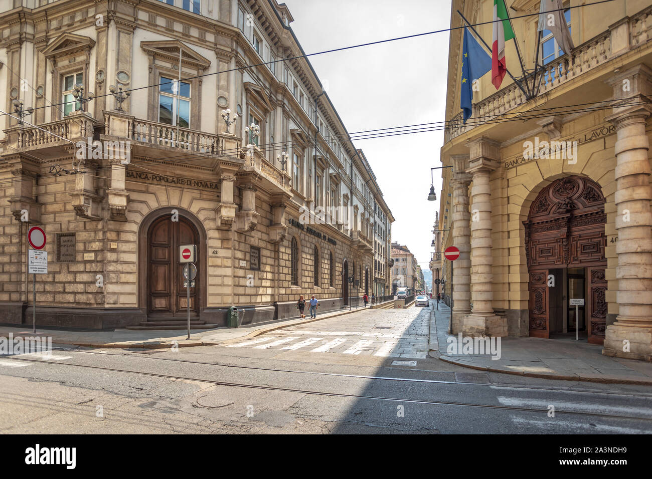 Street in Torino with Banca Popolare di Novara and Banca Nazionale del  Lavoro buildings Stock Photo - Alamy