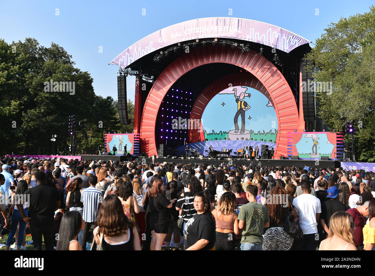 Global Citizen Festival, Central Park, New York, USA - 28 Sep 2019 - Stage Stock Photo
