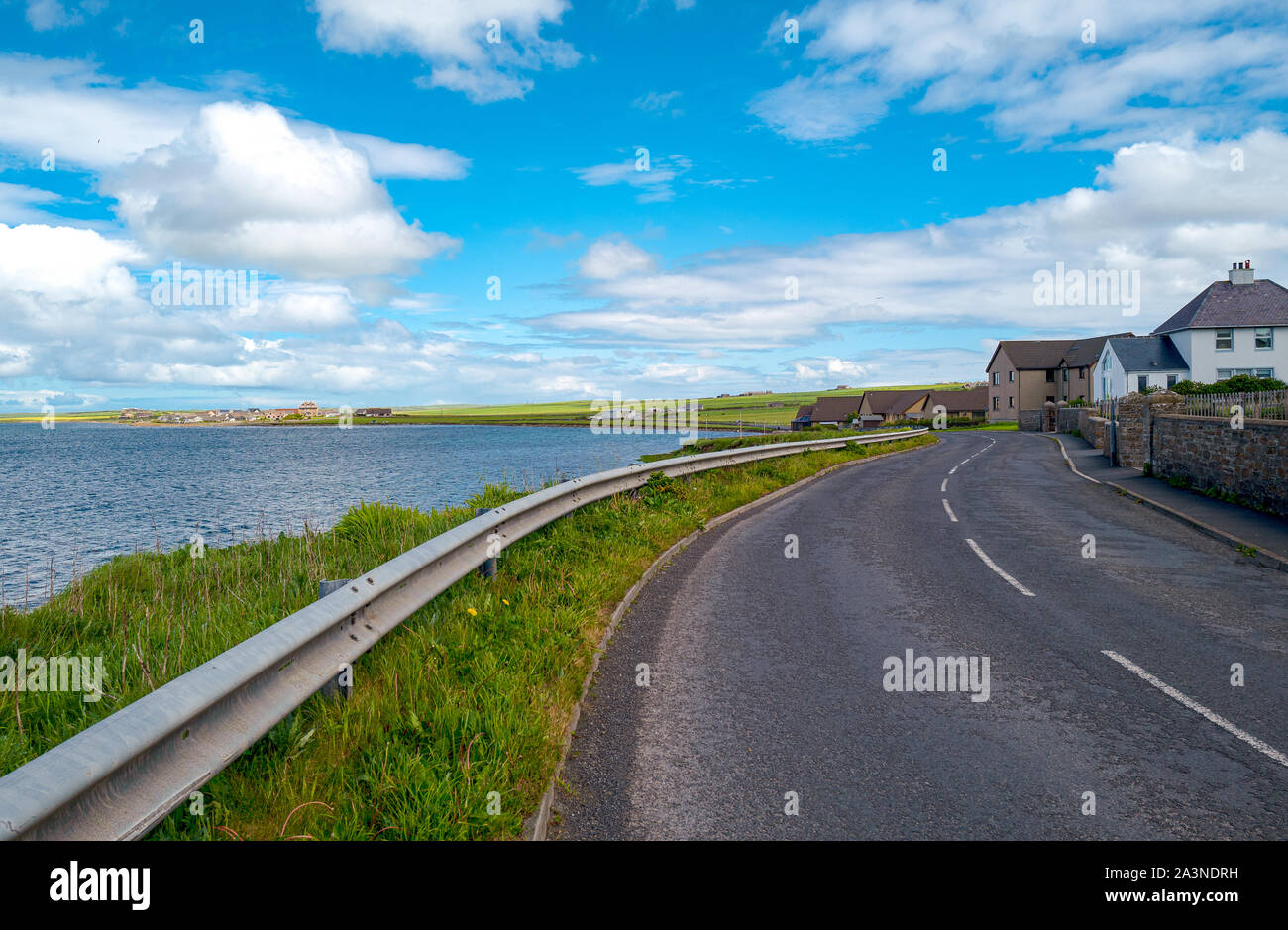 Kirkwall, Orkney, Scoland, the fishermen houses  of Cromwell seafront road Stock Photo