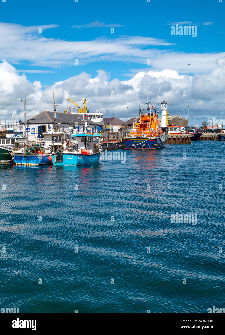 Kirkwall, Orkney, Scoland - June 4, 2019: Fishermen boats in the harbor Stock Photo