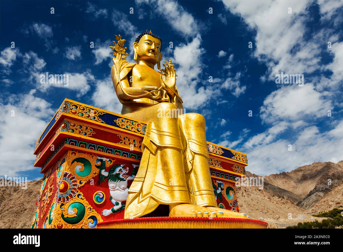 Buddha Maitreya statue in Ladakh, India Stock Photo