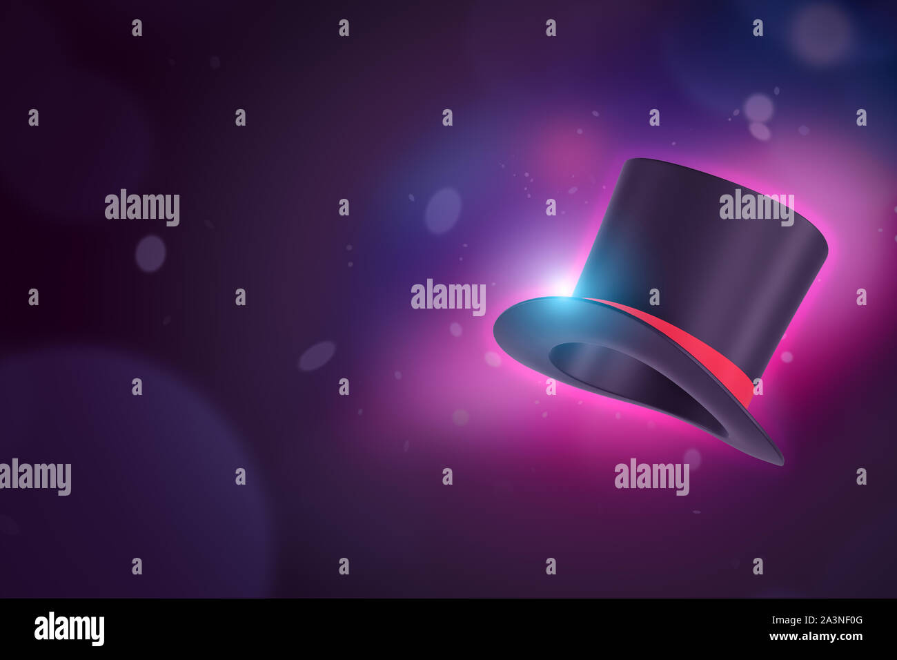 3d rendering of black top hat on dark neon background Stock Photo Alamy