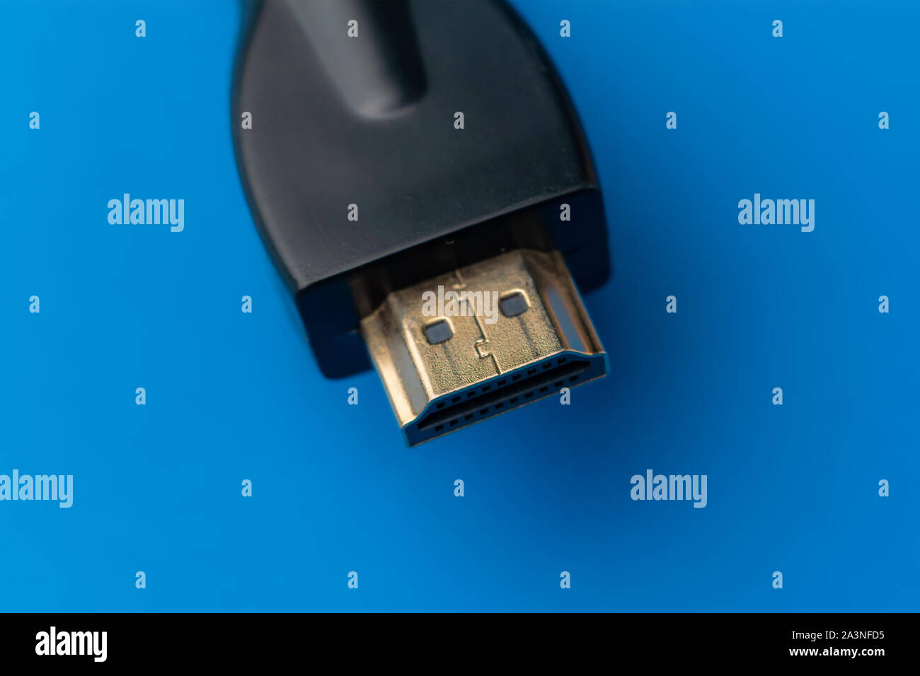 macro shot of the HDMI video cable on a color backgrounds Stock Photo