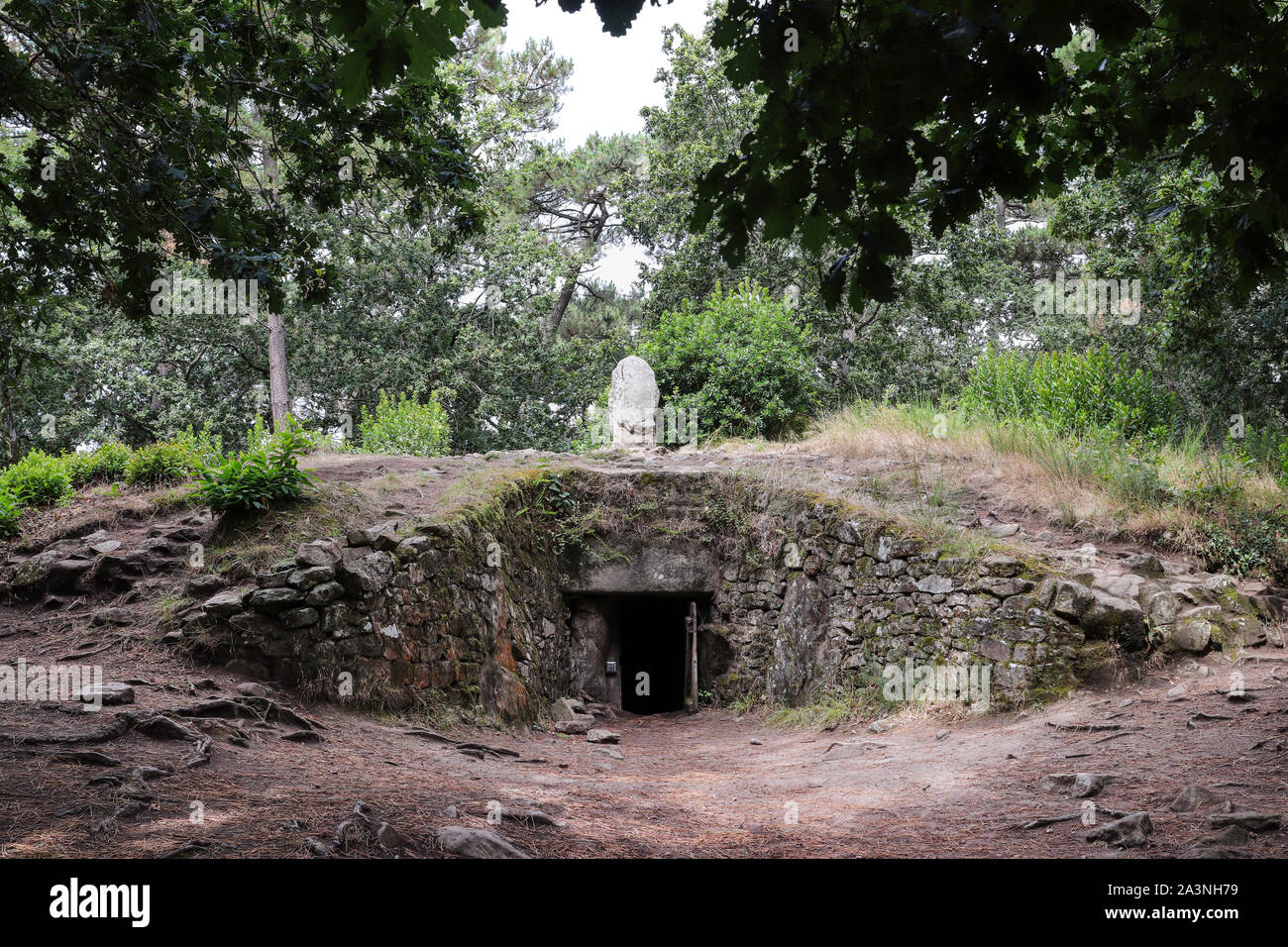 Tumulus of Kercado famous megalithic monument in Brittany, France