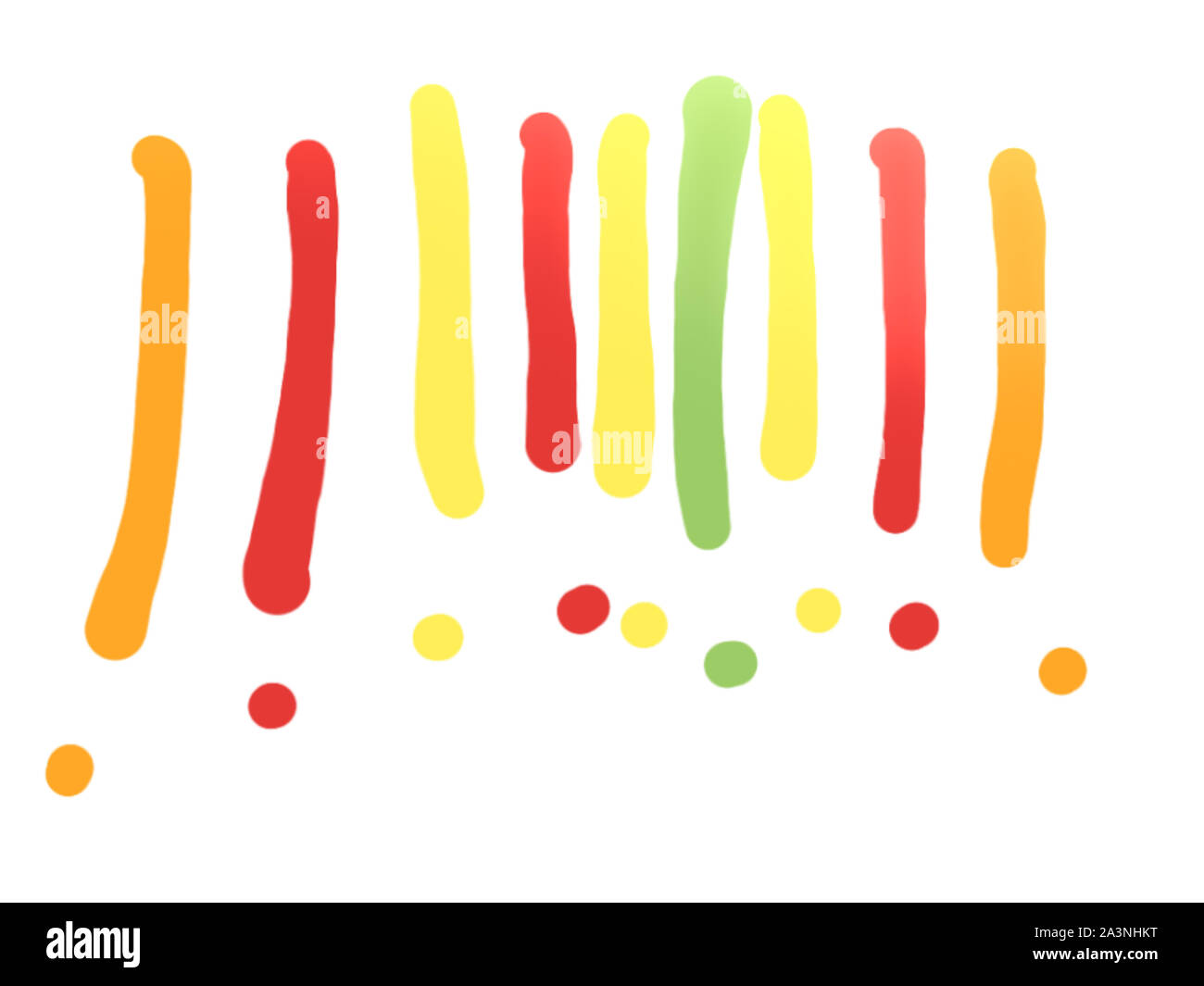 funny exclamation marks of different colors in a row on white Stock