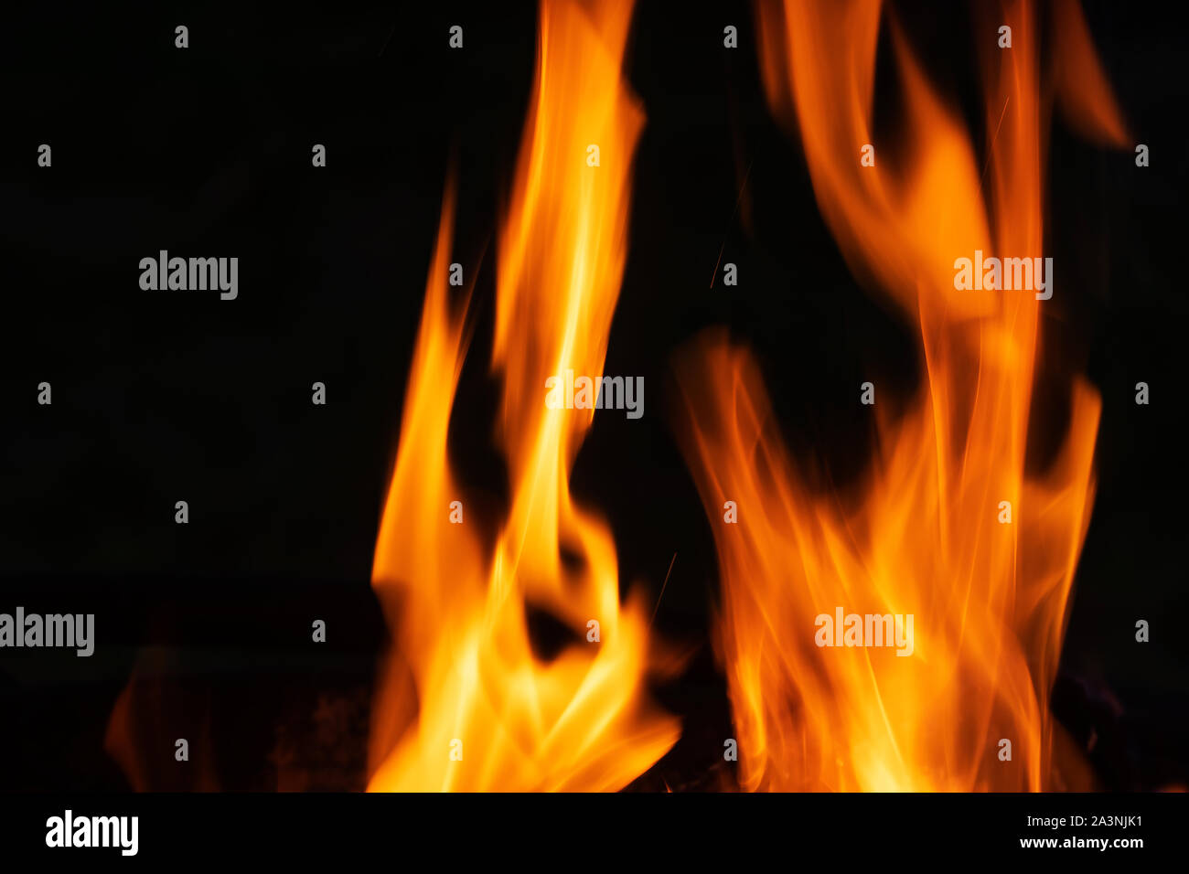 Closeup of fiery flames Stock Photo