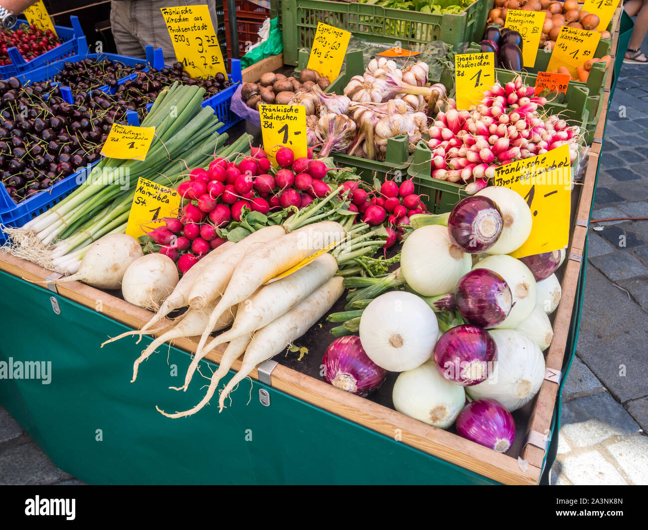 Selection of organic vegetables at the weekly market Stock Photo