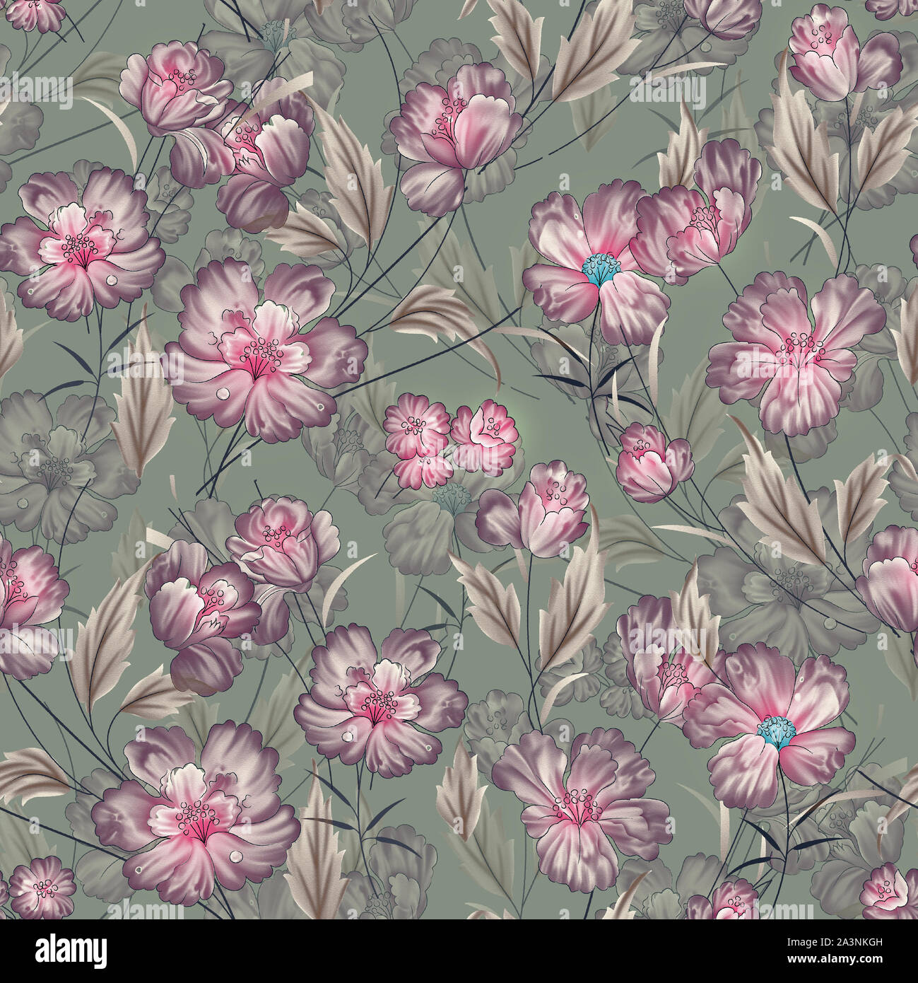 Textile Flower Floral Style Seamless Design Stock Photo Alamy