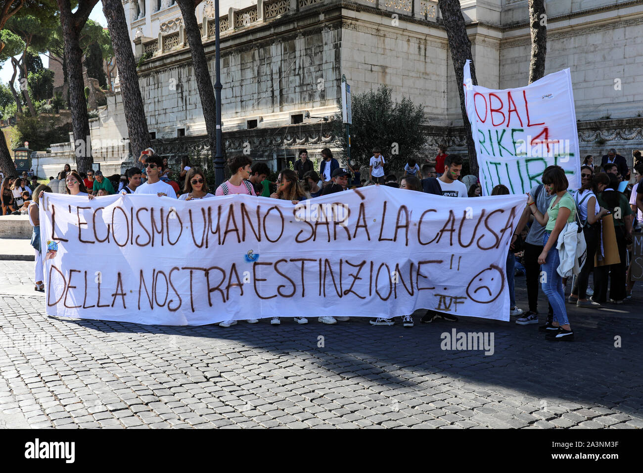 27 Sep 2019. Fridays for future. School strike for climate. Italian students holding a banner in Rome, Italy. Stock Photo
