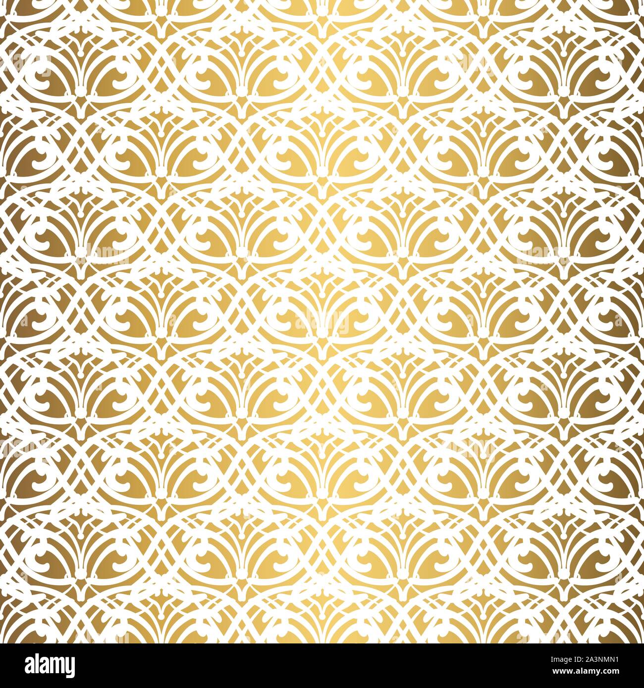 Golden background. Luxury seamless pattern. Elegant weave ornament for wallpaper, fabric, upholstery, bedding, drapery, wedding invitation. Abstract f Stock Vector