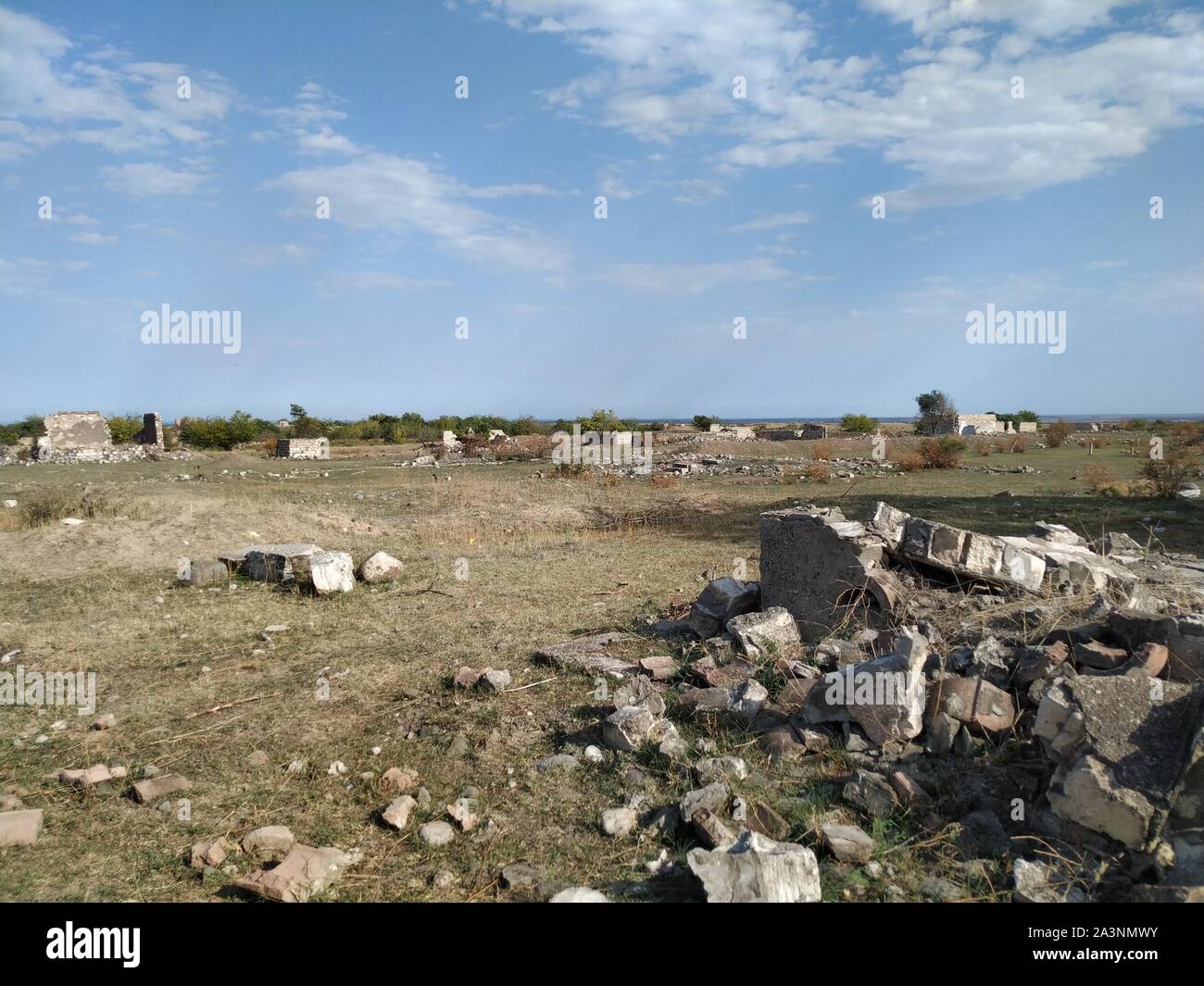 Ruins of destroyed town in Nagorny Karabakh republic Tigranakert 2019 Stock Photo