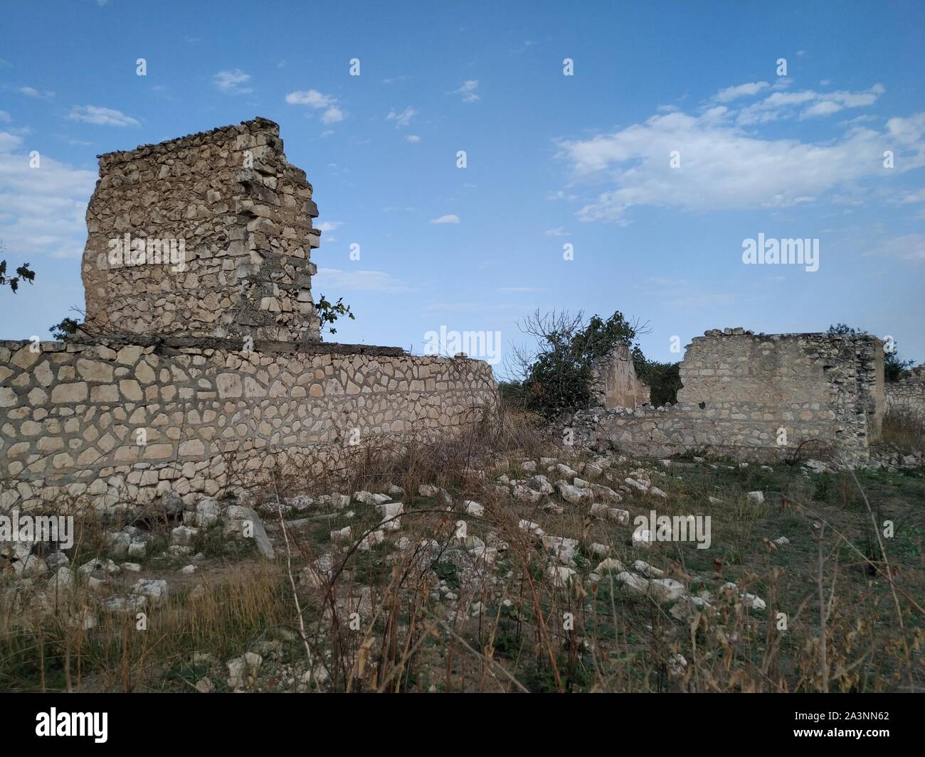 Ruins of destroyed town in Nagorny Karabakh republic Tigranakert 2019 Stock Photo