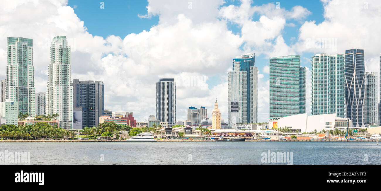 Miami In September Miami, USA - September 11, 2019: Miami Downtown skyline in daytime with ...