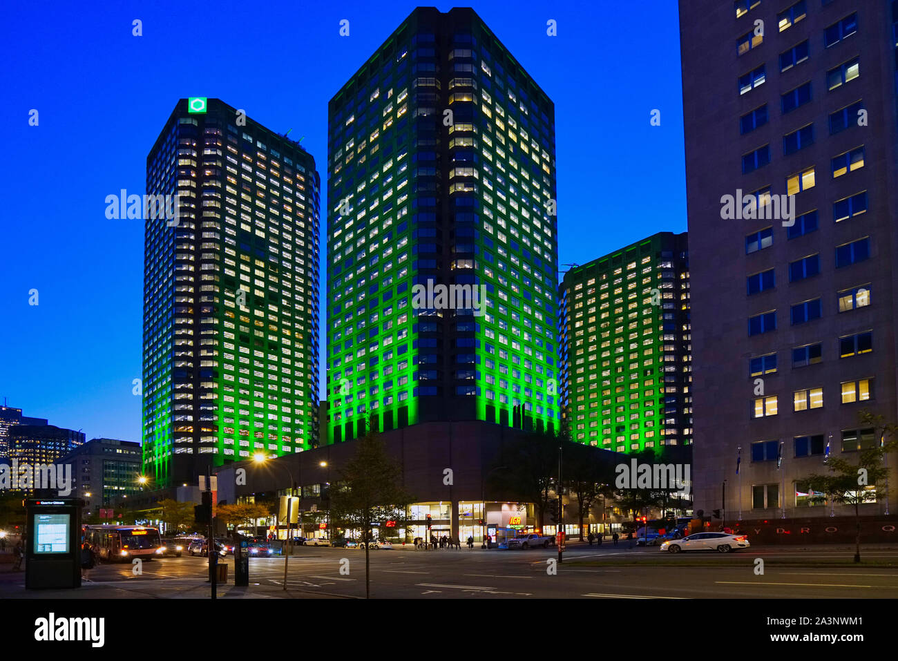 Montreal,Quebec,Canada,October 8,2019.Complexe Desjardins at night in Montreal,Quebec,Canada.Credit:Mario Beauregard/Alamy News Stock Photo