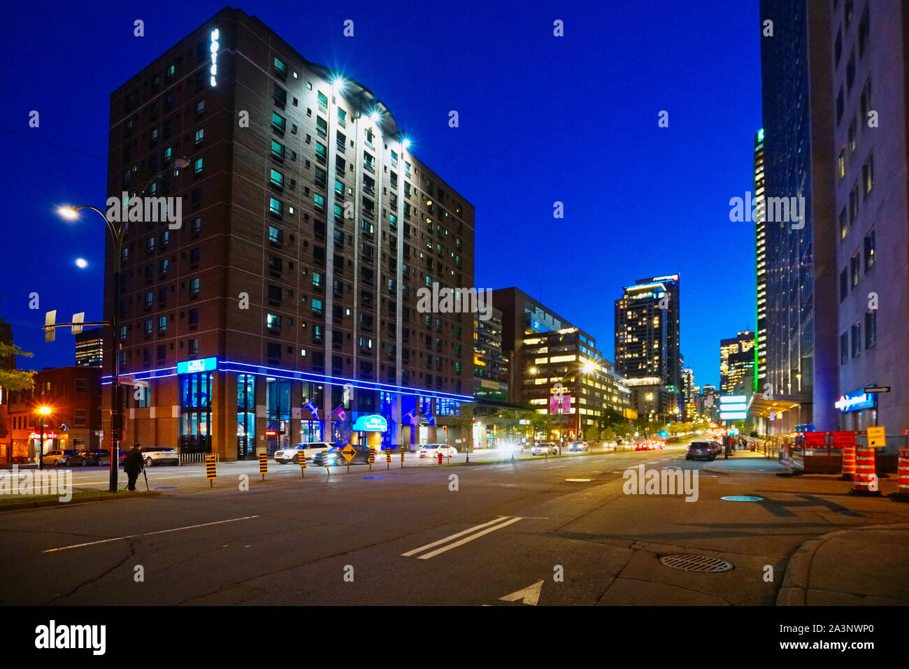 Montreal,Quebec,Canada,October 8,2019.Rene-Levesque boulevard at night in Montreal,Quebec,Canada.Credit:Mario Beauregard/Alamy News Stock Photo