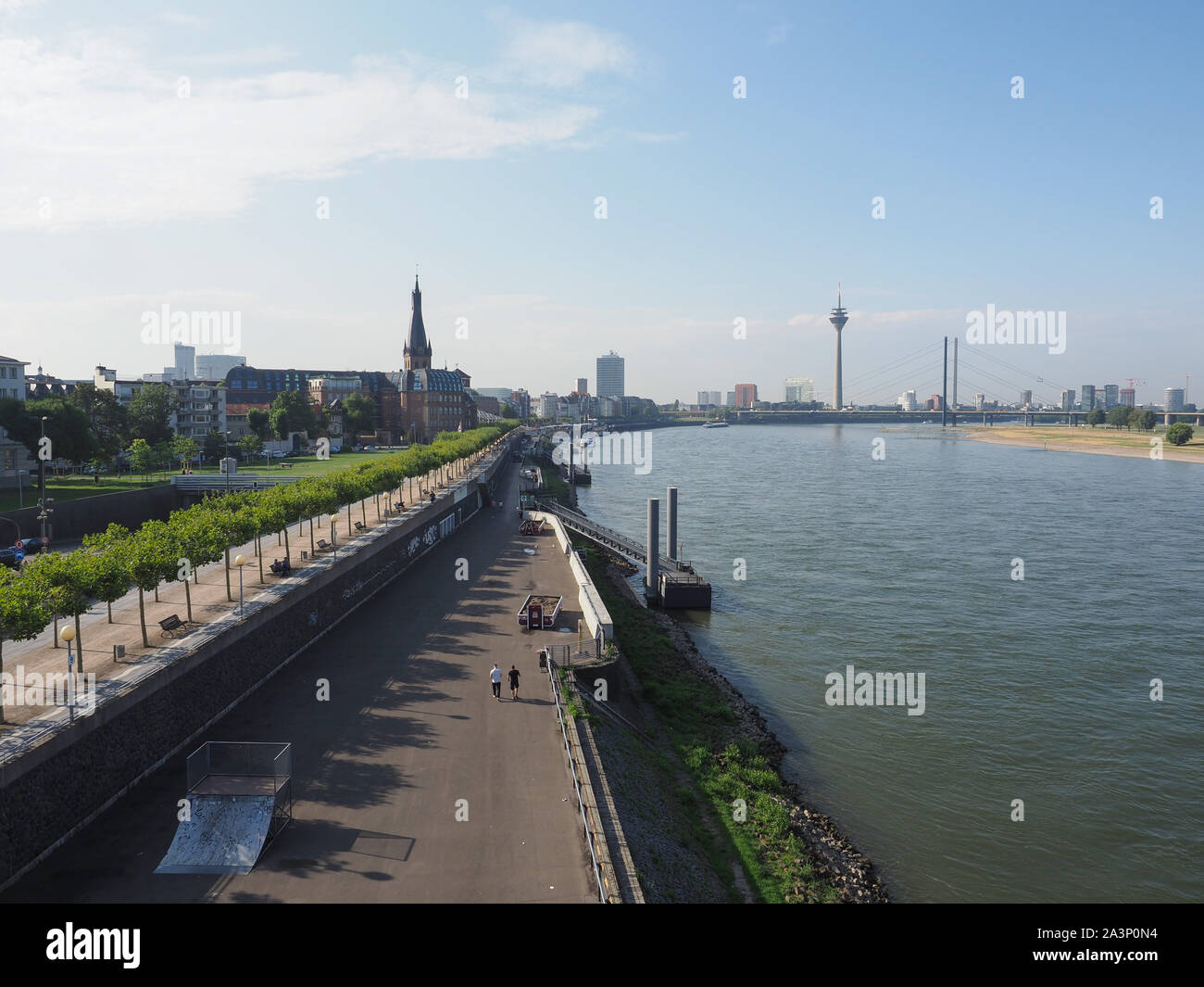 DUESSELDORF, GERMANY - CIRCA AUGUST 2019: Rheinuferpromenade on the ...