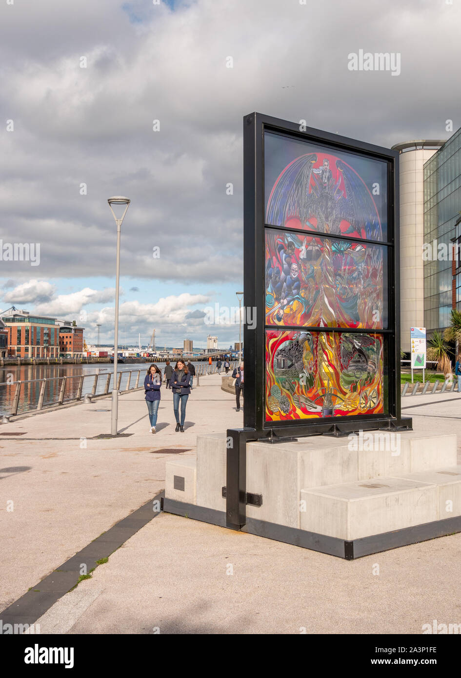 Game of Thrones stained glass window at SSE Arena, Belfast. There are