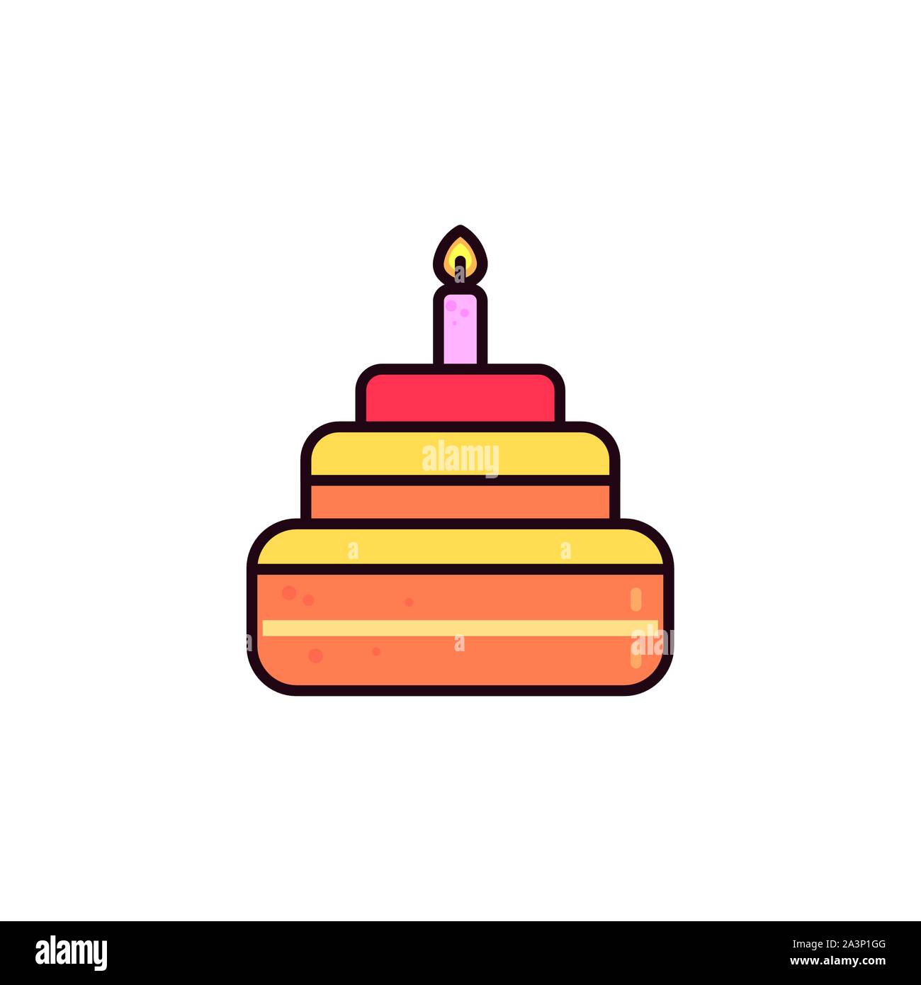 birthday cake with candle in white background vector illustration ...