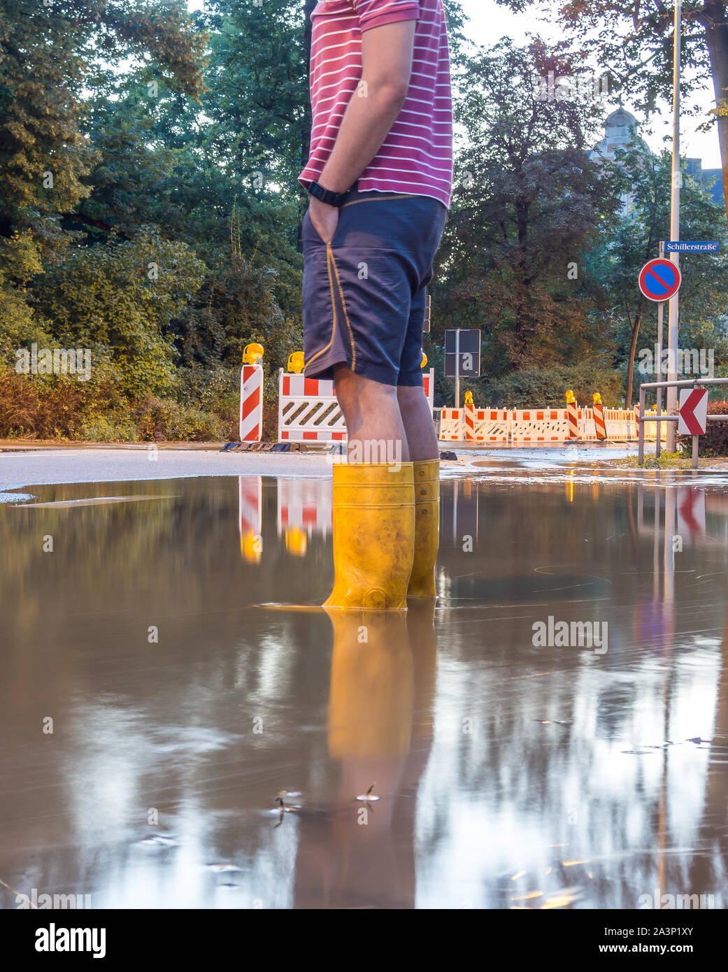 no way out flooded street Stock Photo