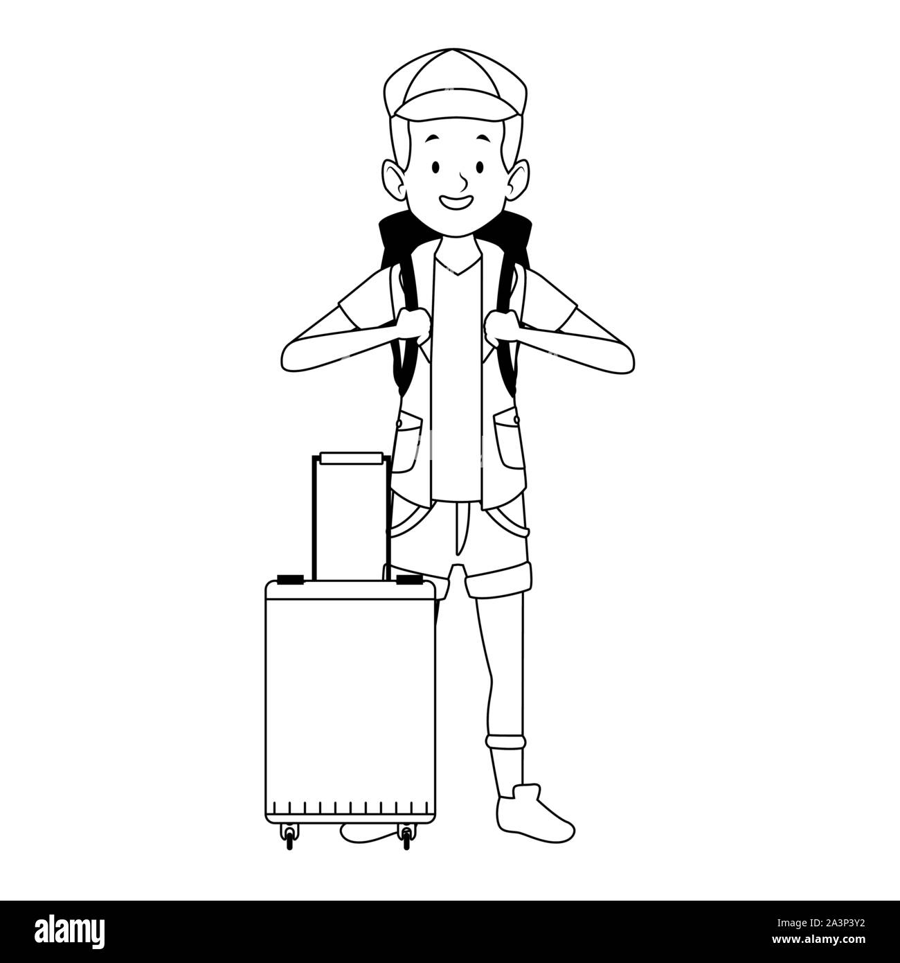cartoon tourist with backpack icon Stock Vector Image & Art - Alamy