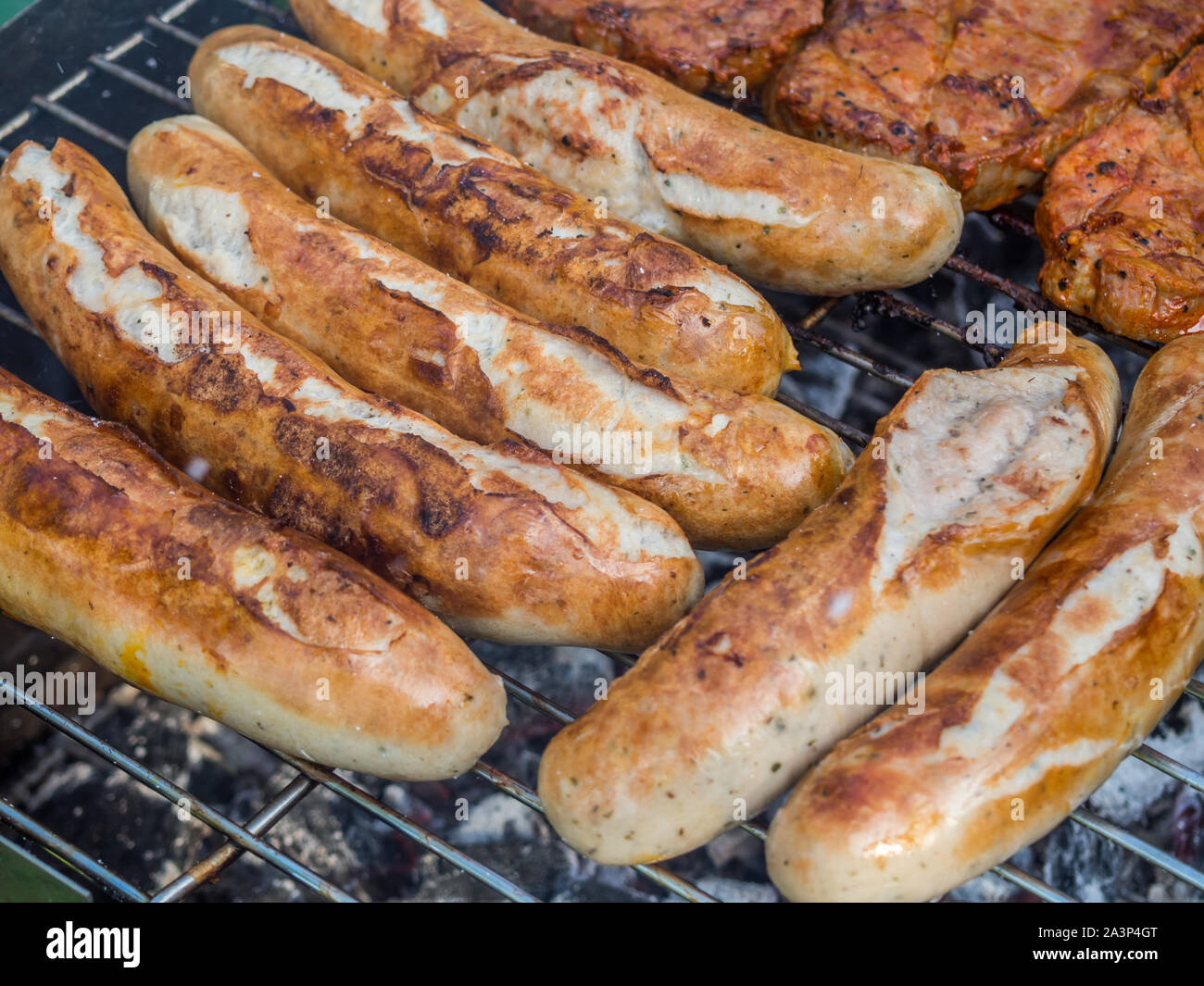 Bratwurst on the charcoal grill Stock Photo Alamy