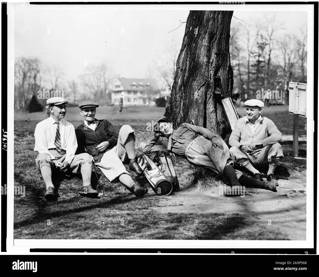 Snapped on the links Saturday afternoon while waiting their turn to play, at the Chevy Chase Club, Washington. Left to right: Rep. Herbert W. Taylor, N.J. Secretary of Agriculture, Wm. N. Jardine, Rep. Albert H. Vestal of Indiana, the Republican Whip of the House and Rep. Wm. R. Coyle of Pa. Stock Photo
