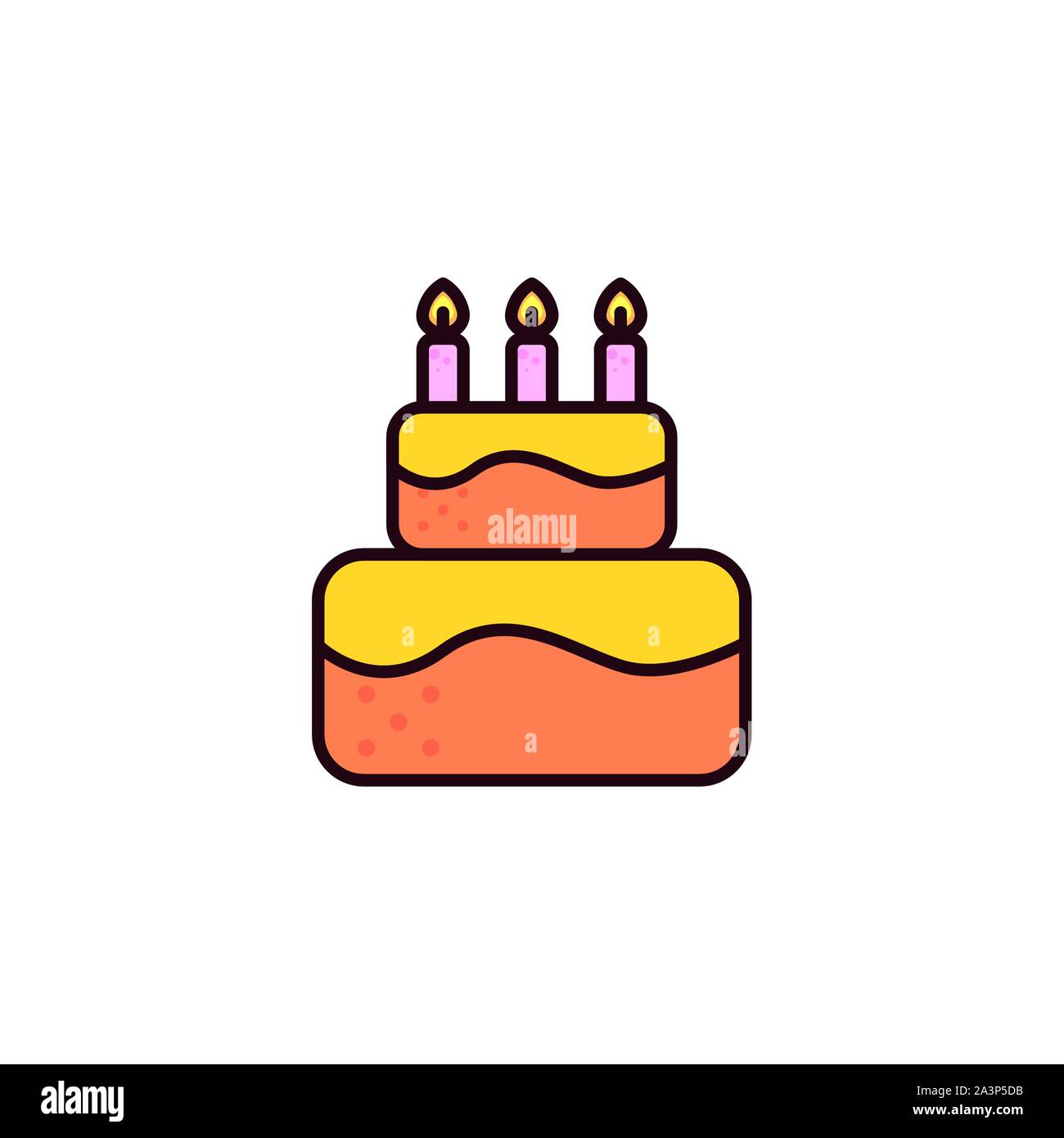 birthday cake with candles in white background vector illustration ...