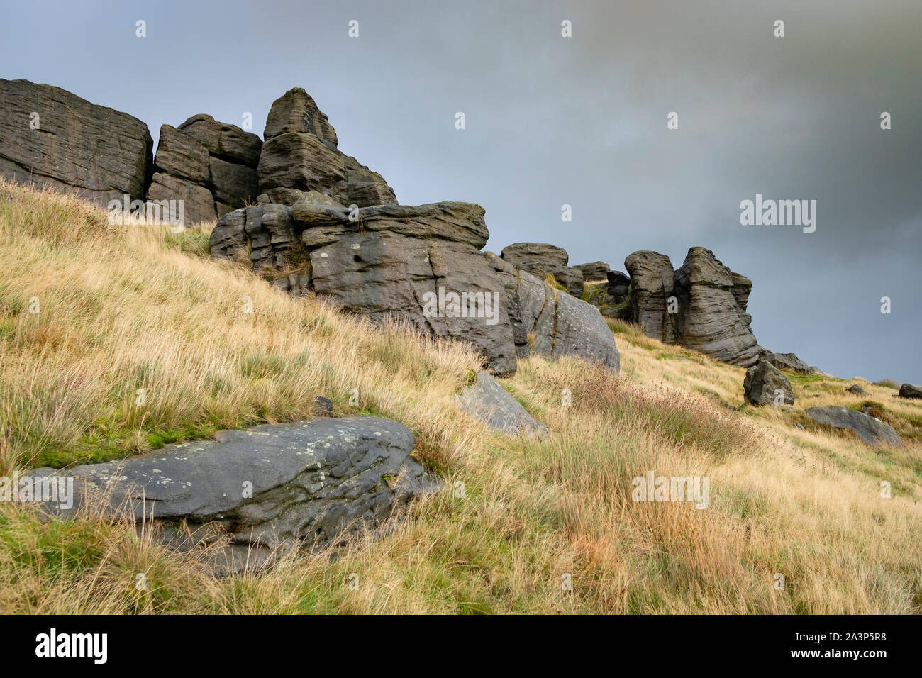 Bridestone Rocks The Bridestones, Gritstone rock formations near Todmorden, West ...