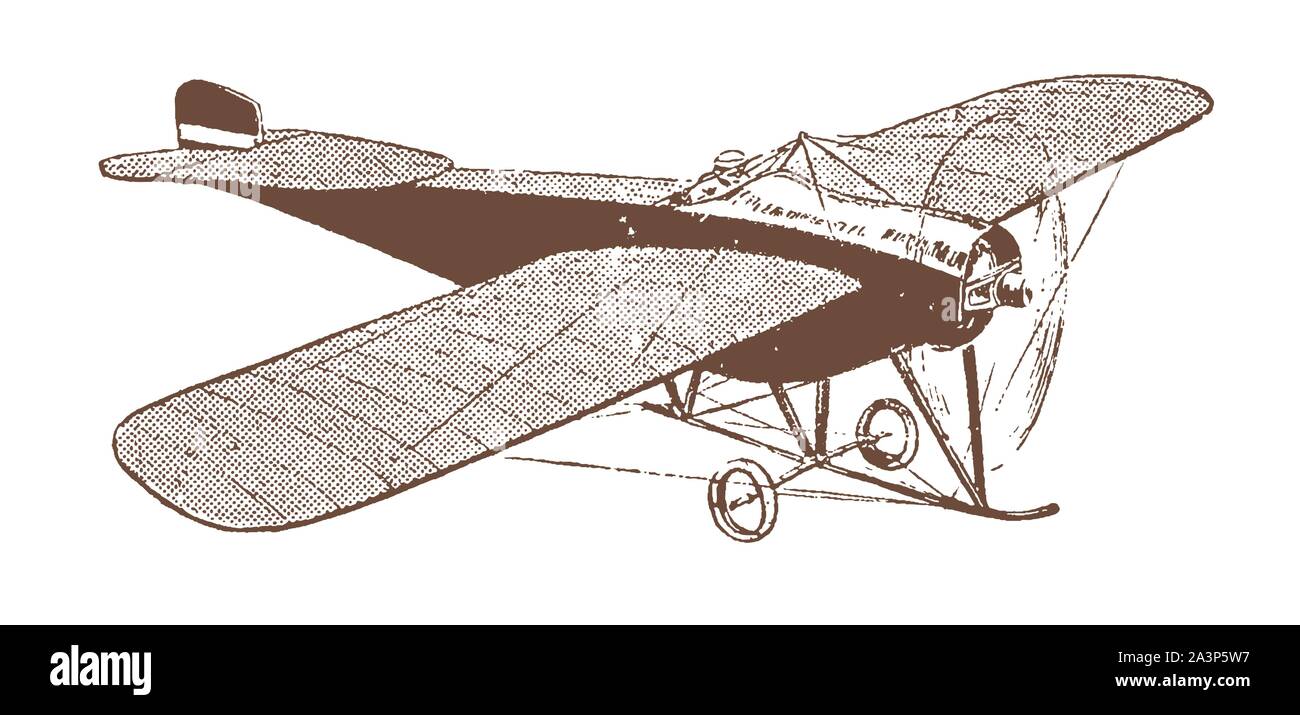Flying historic racing monoplane aircraft. Illustration after a ...