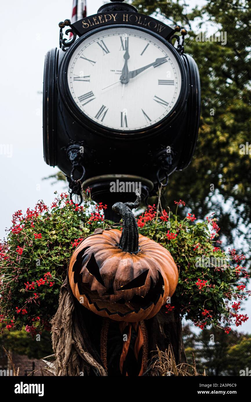 Halloween Decorations in Sleepy Hollow, New York. Halloween Pumpkin on