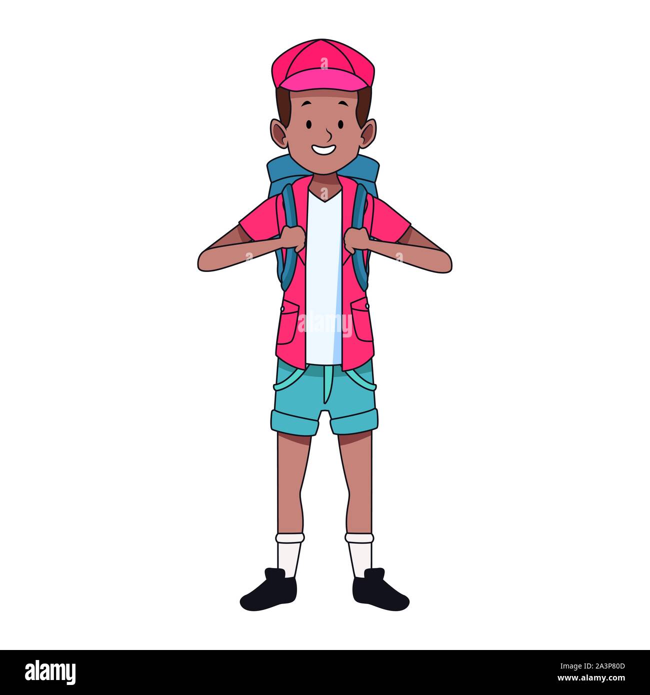 cartoon tourist with backpack icon Stock Vector Image & Art - Alamy
