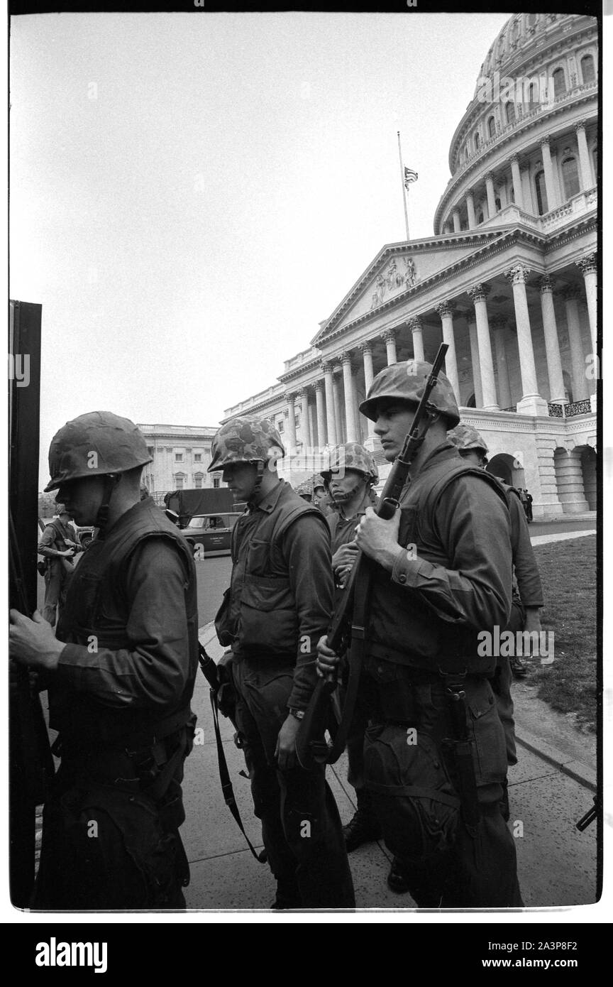 [Soldiers stand guard near U.S. Capitol, during 1968 riots] English: [Soldiers stand guard near U.S. Capitol, during 1968 riots] Stock Photo