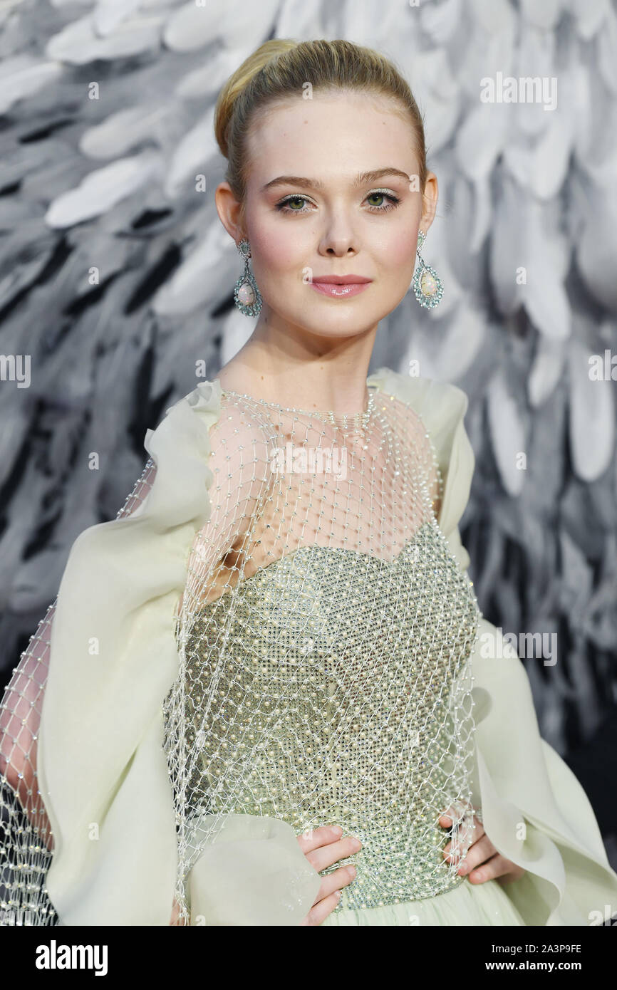 London, UK. 09th Oct, 2019. American actress Elle Fanning attends the premiere of Maleficient: Mistress Of Evil at Odeon Imax Waterloo in London on October 9, 2019. Photo by Rune Hellestad/UPI Credit: UPI/Alamy Live News Stock Photo