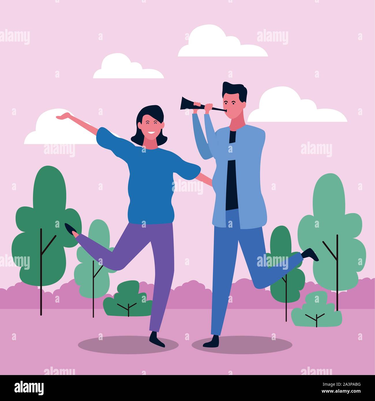 happy couple in the park design Stock Vector Image & Art - Alamy