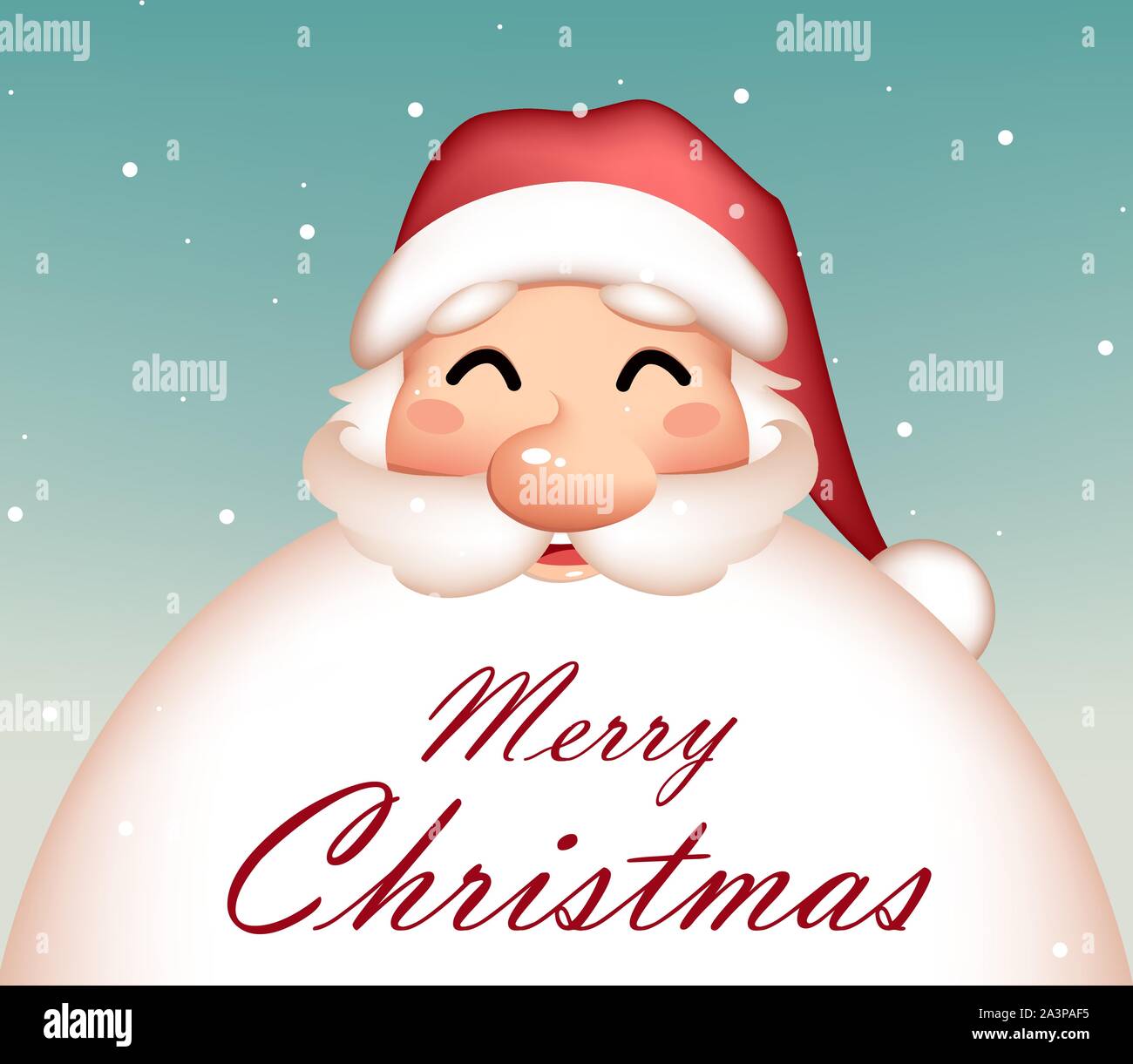 Merry Christmas greeting card with funny Santa Claus and greetings on ...