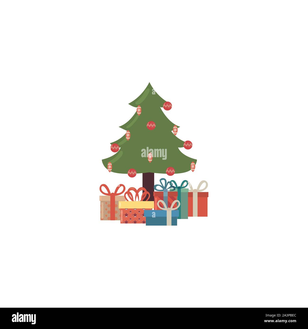 christmas tree with gift boxes on white background vector illustration ...