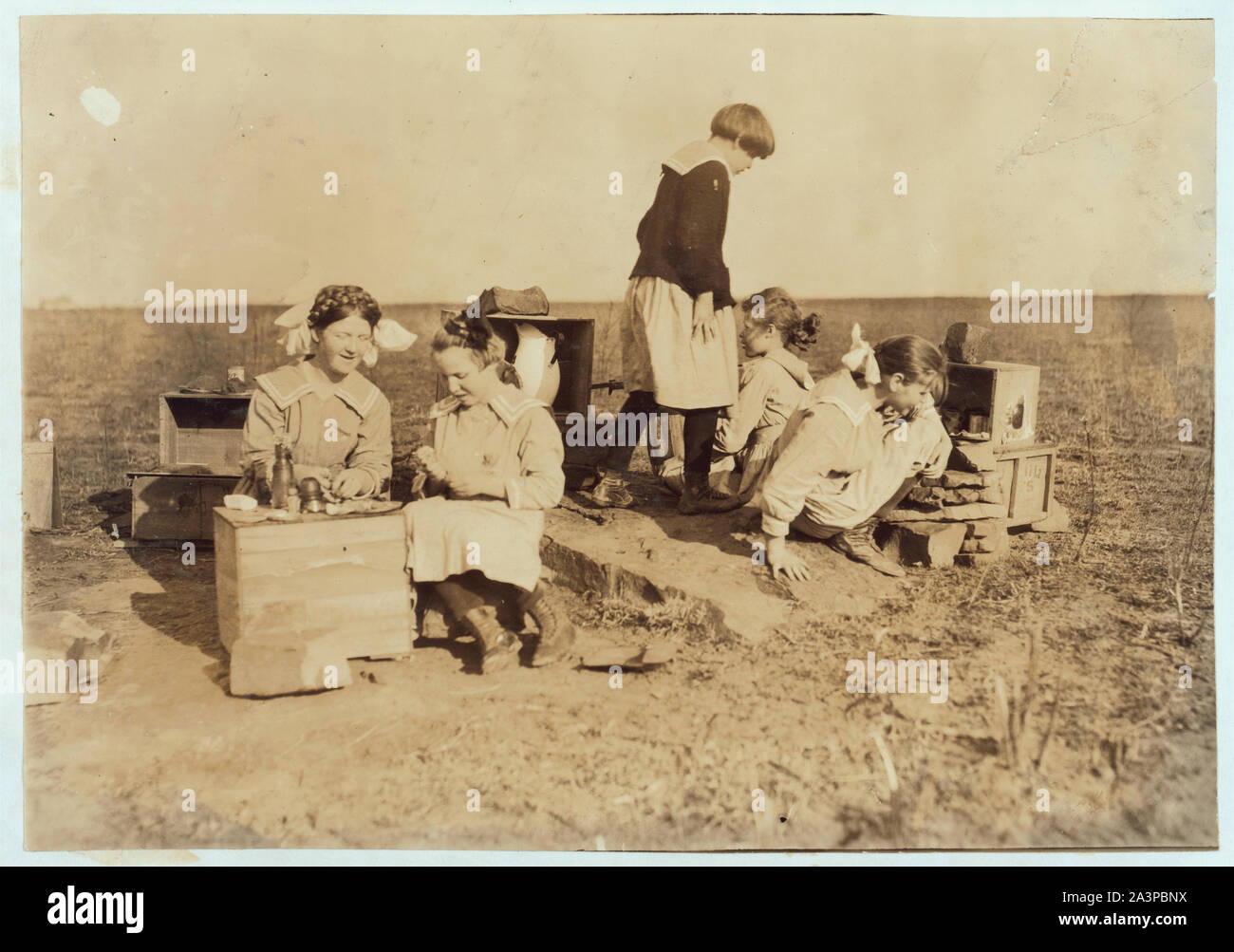 Some original play houses conceived and executed by girls at the Oklahoma School for the Blind. See Ellis report. Photos were not posed. Stock Photo