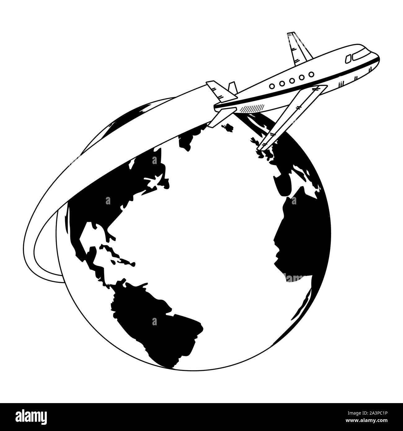 airplane and earth planet icon Stock Vector Image & Art - Alamy