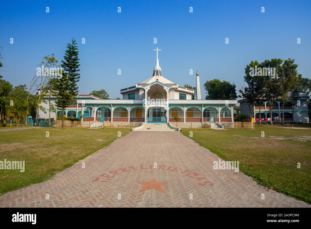 Bangladesh – March 01, 2019: Church of Mary, an old-age historic Catholic church also tourist spot at Rajarampur Village, Dinajpur Stock Photo