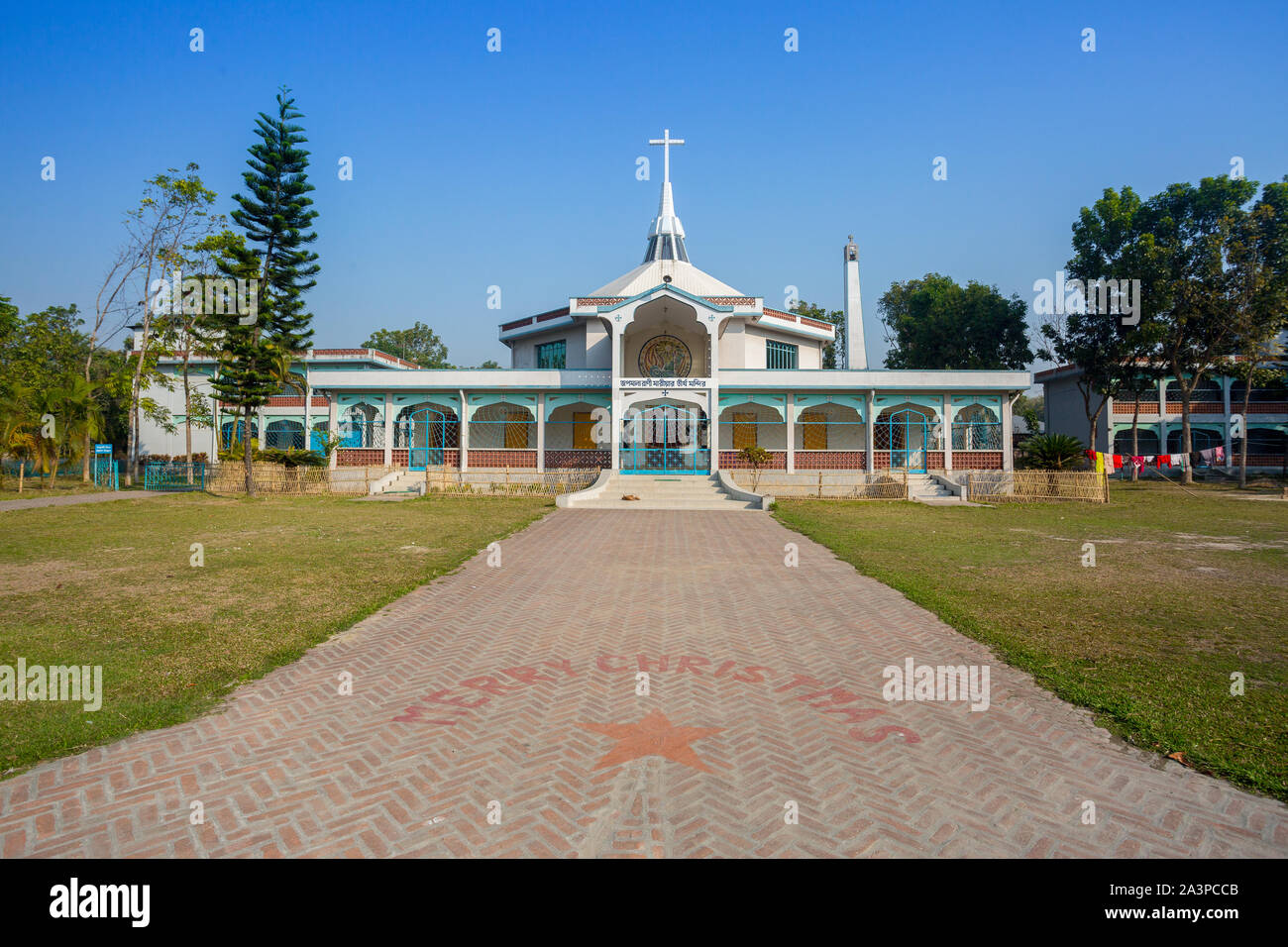 Bangladesh – March 01, 2019: Church of Mary, an old-age historic Catholic church also tourist spot at Rajarampur Village, Dinajpur Stock Photo