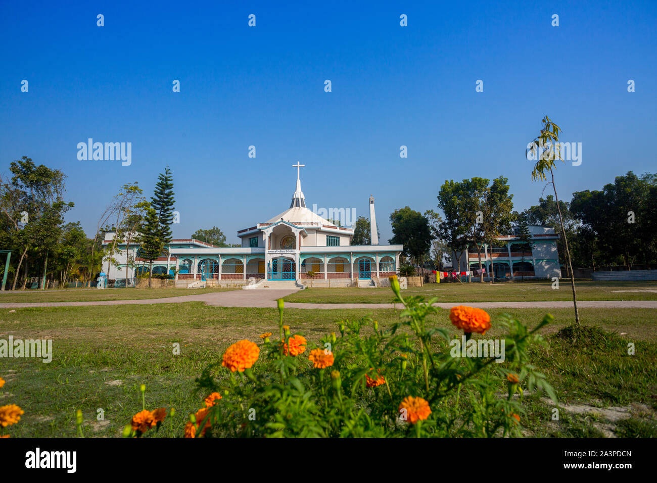 Bangladesh – March 01, 2019: Church of Mary, an old-age historic Catholic church also tourist spot at Rajarampur Village, Dinajpur Stock Photo
