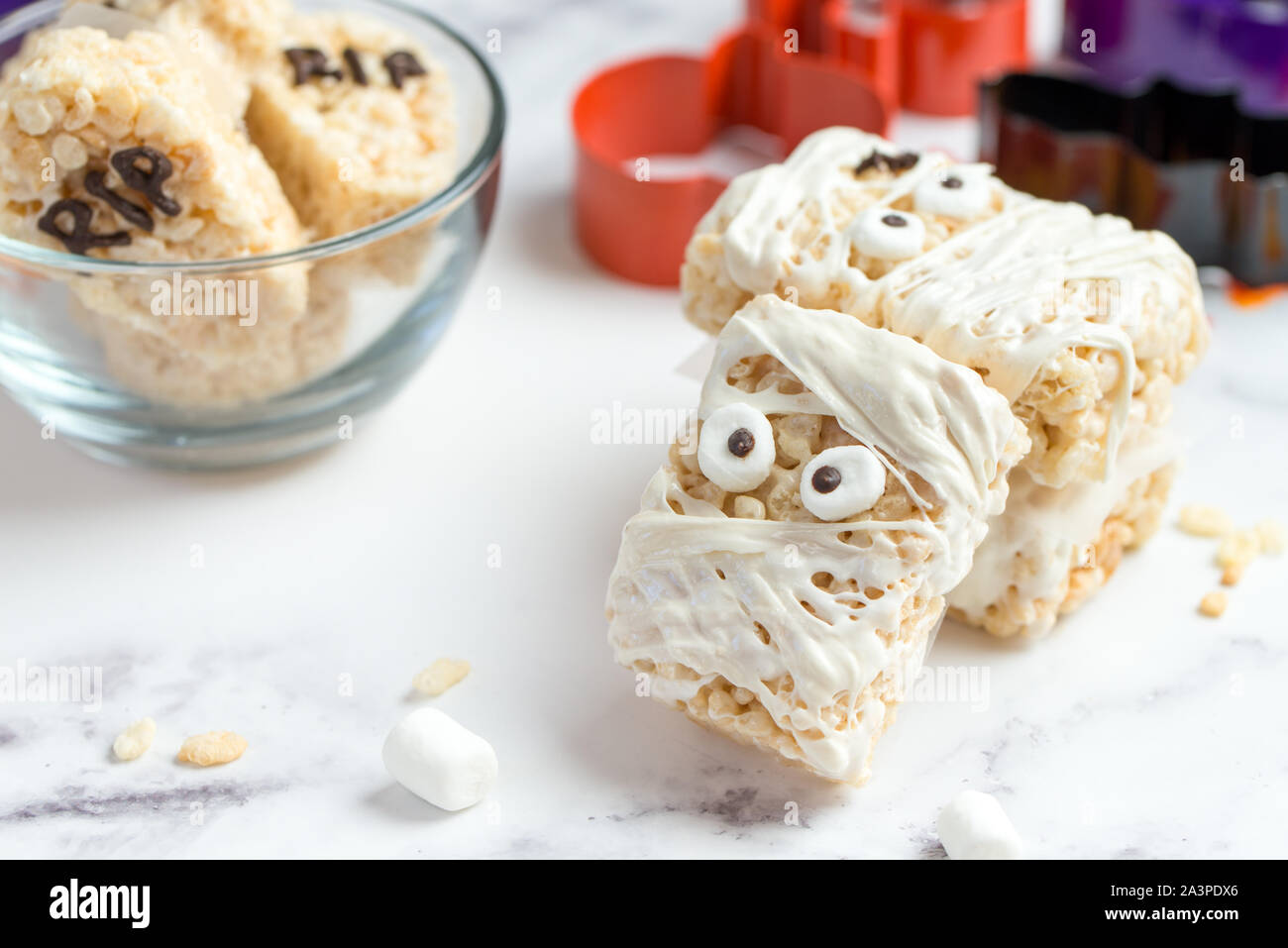 Halloween homemade marshmallow rice crispy treat bar Stock Photo Alamy