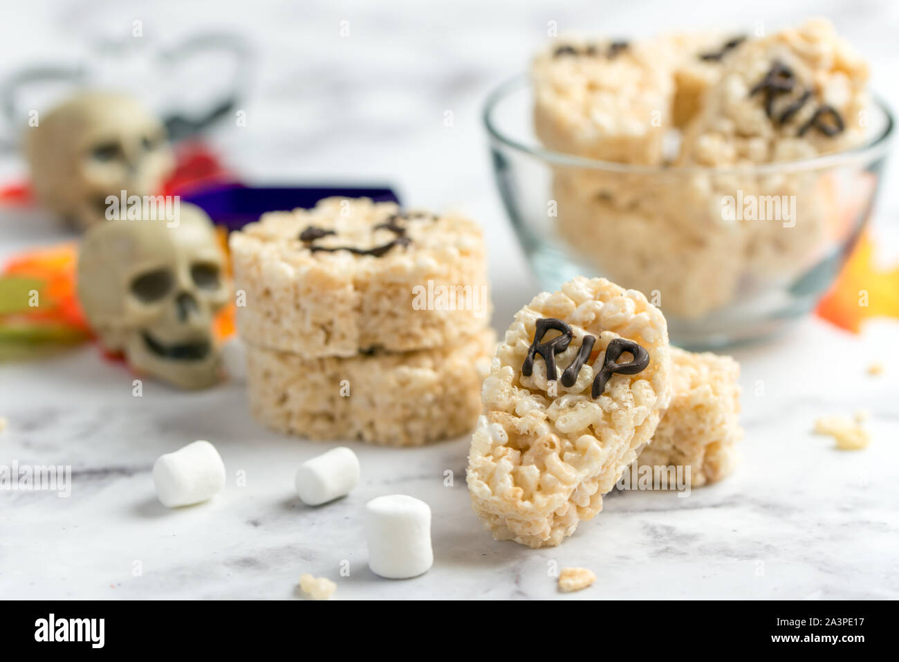 Halloween homemade marshmallow rice crispy treat bar Stock Photo Alamy