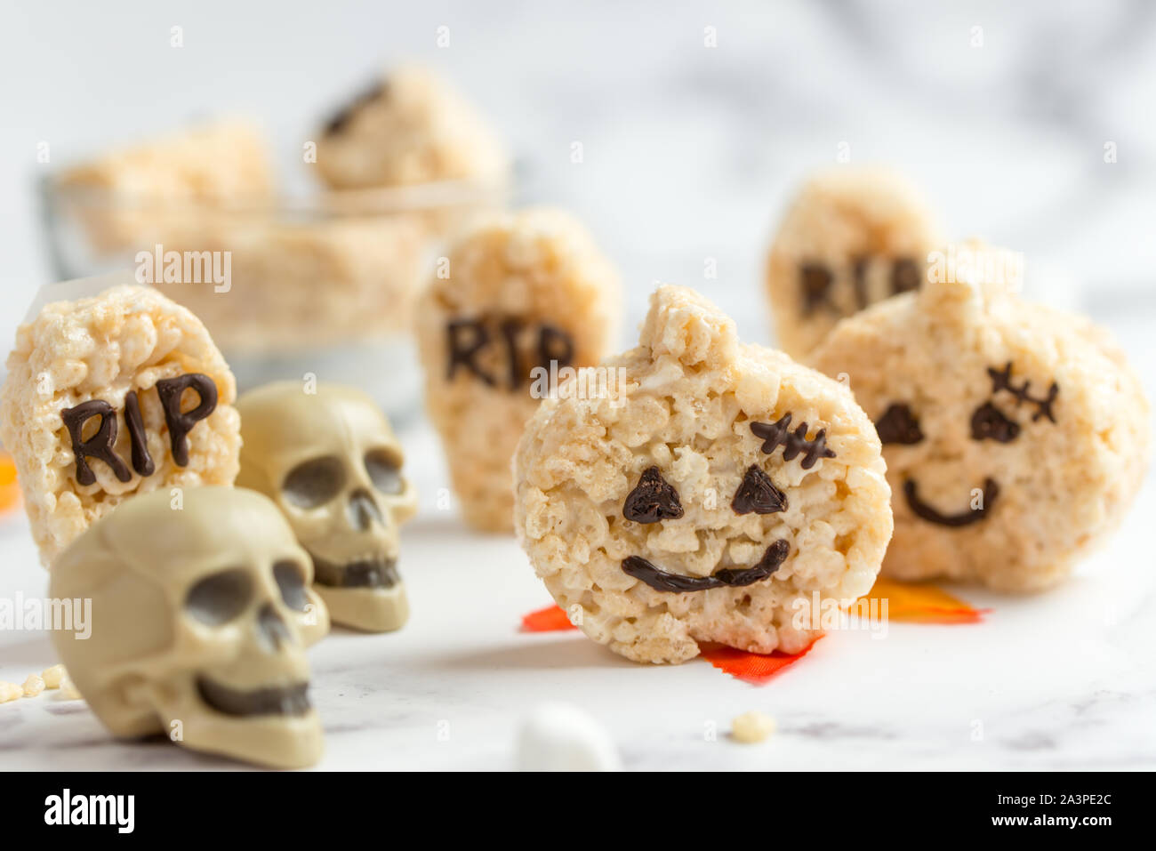 Halloween homemade marshmallow rice crispy treat bar Stock Photo Alamy