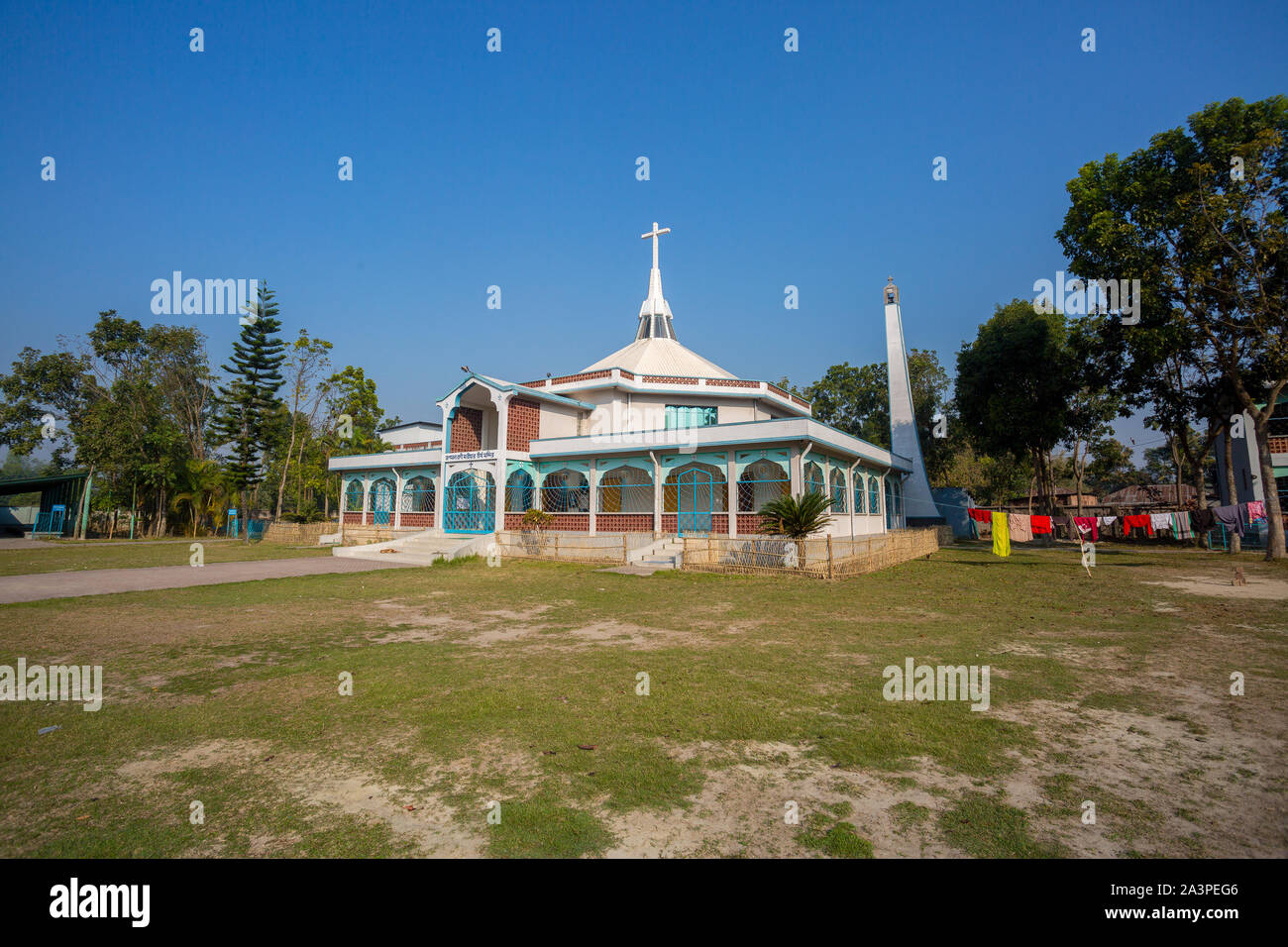 Bangladesh – March 01, 2019: Church of Mary, an old-age historic Catholic church also tourist spot at Rajarampur Village, Dinajpur Stock Photo