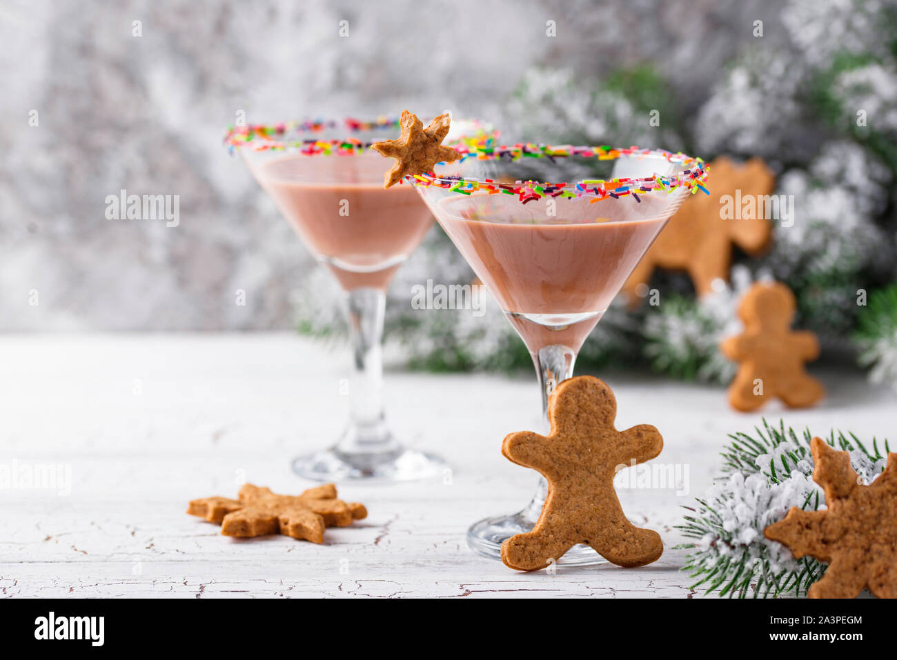 Sugar cookie martini with sprinkles rim Stock Photo