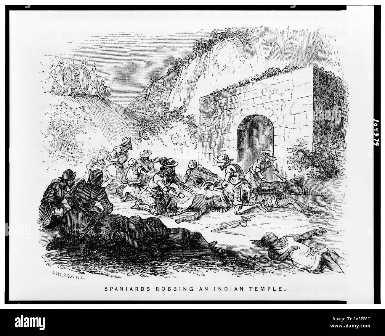 Spaniards robbing an Indian temple / J.W. Orr, N.Y. Stock Photo
