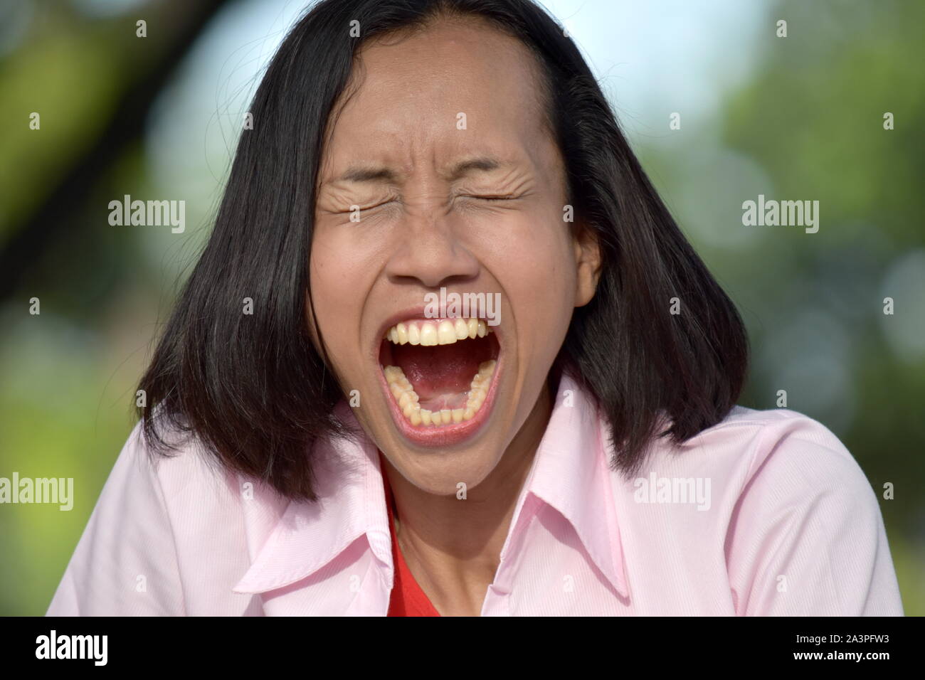 Minority Female Under Stress Stock Photo Alamy